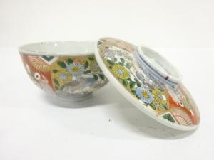 古伊万里　染錦　蓋茶碗